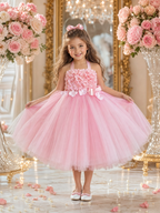 "Blush Rose" 3D Floral Tulle Tutu Dress
