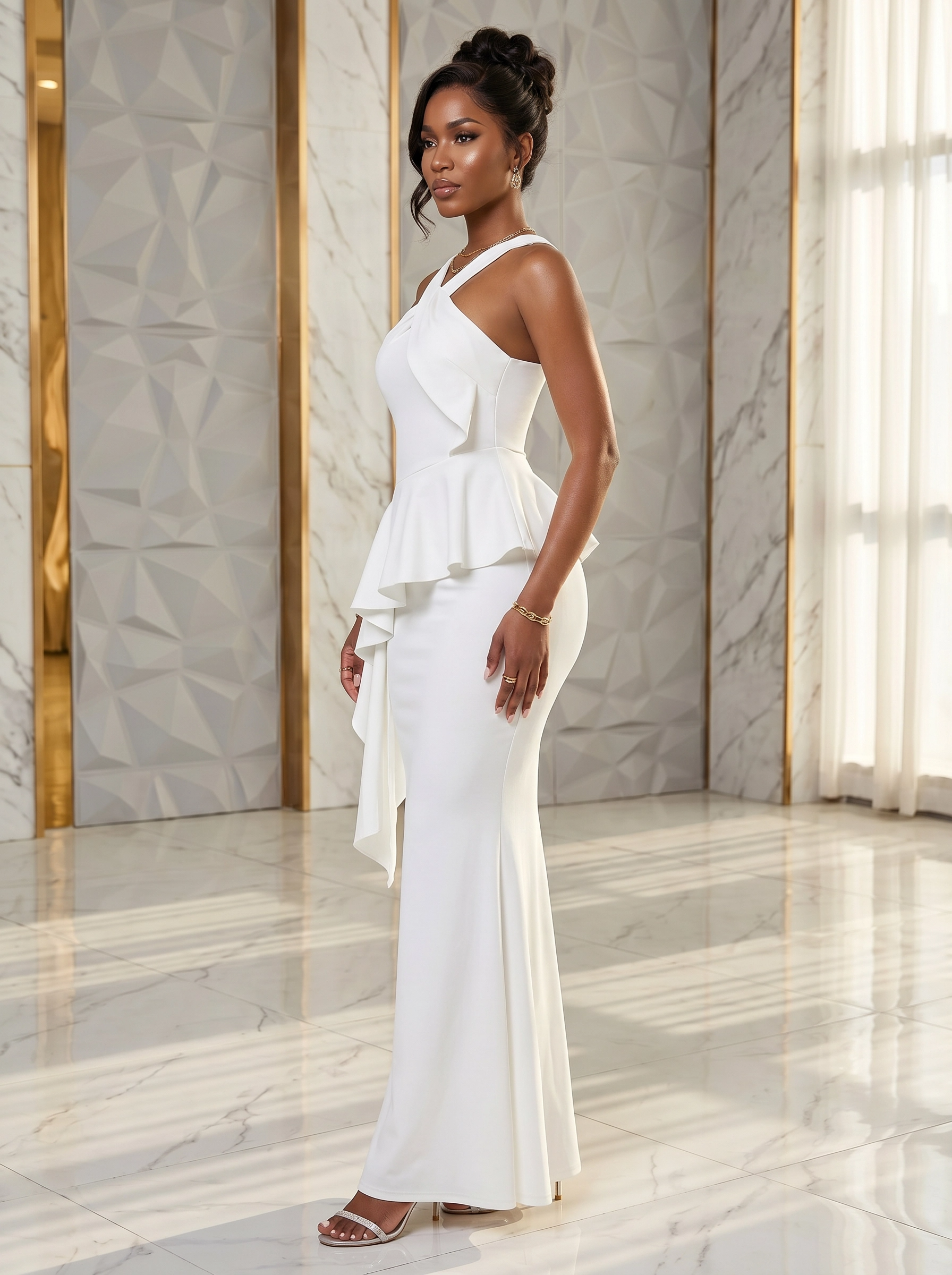 The "Ethereal" Asymmetric Halter Gown