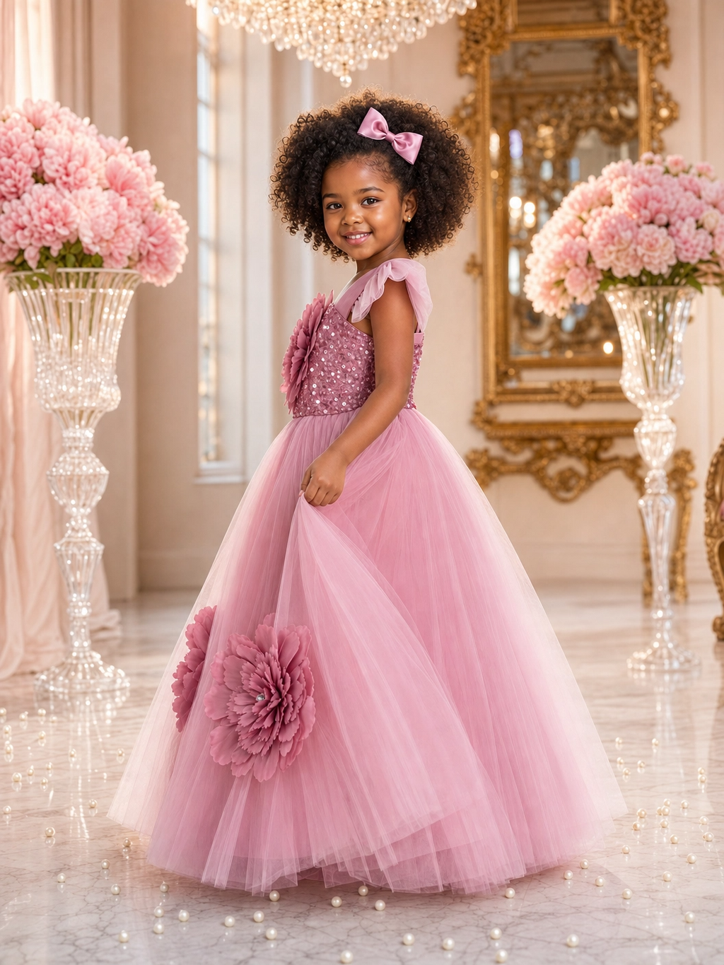 Rosalía Dusty Pink Floral Dress