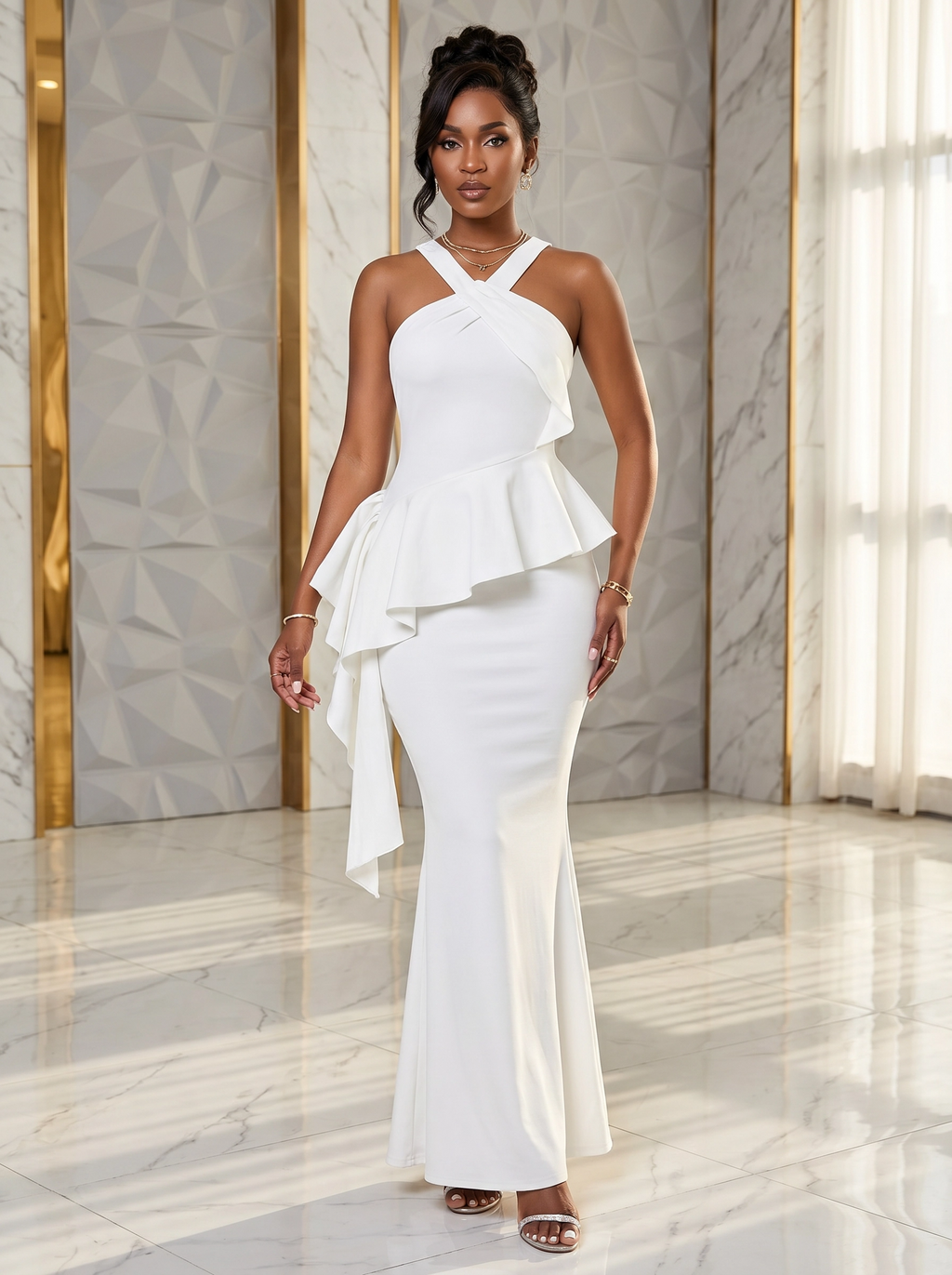 The "Ethereal" Asymmetric Halter Gown