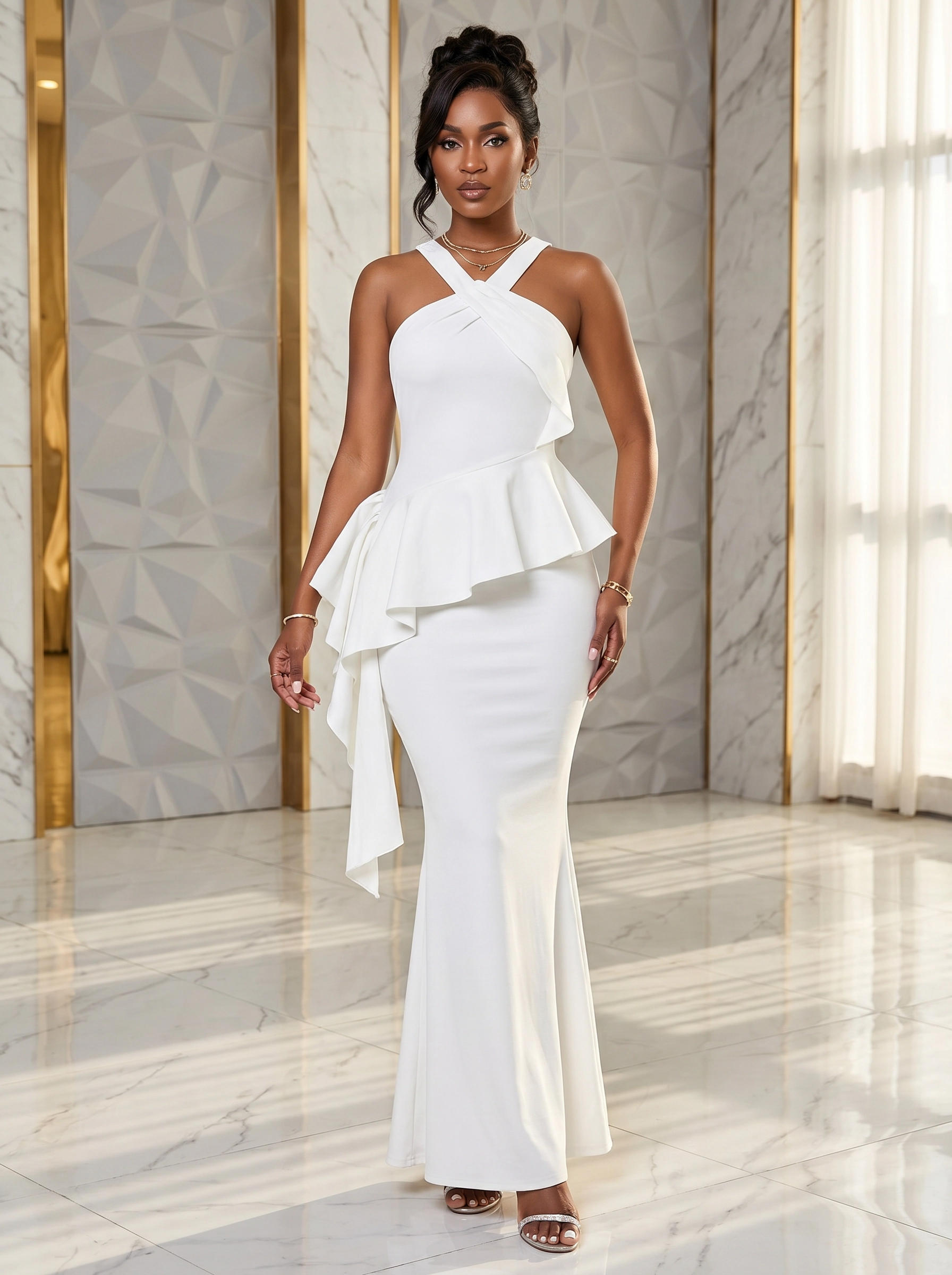 The "Ethereal" Asymmetric Halter Gown