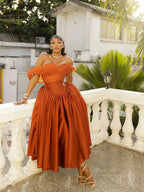 Ember Dress — Off-Shoulder Pleated Ball Gown