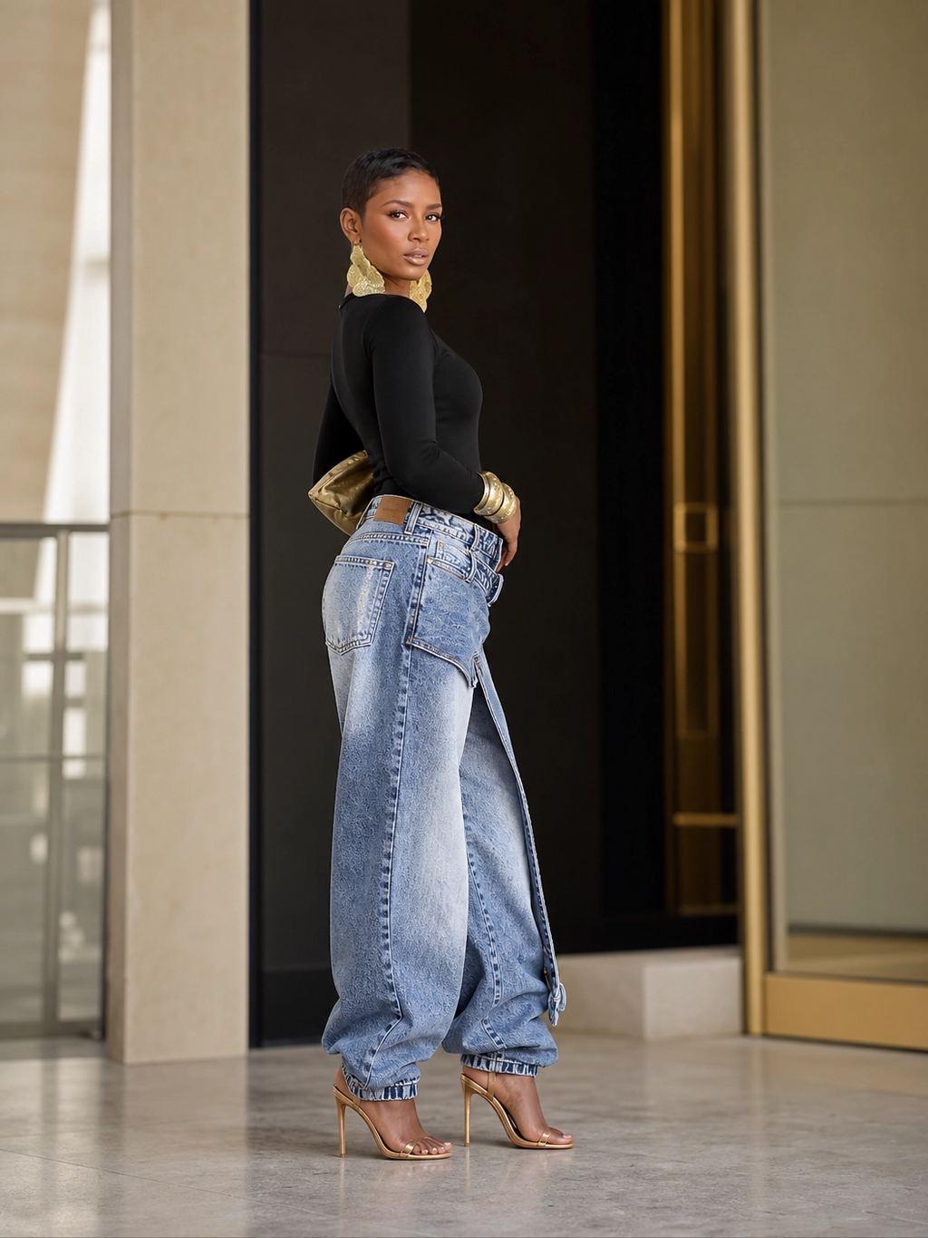 The "Deconstructed Edge" Asymmetrical Layered Denim Jeans