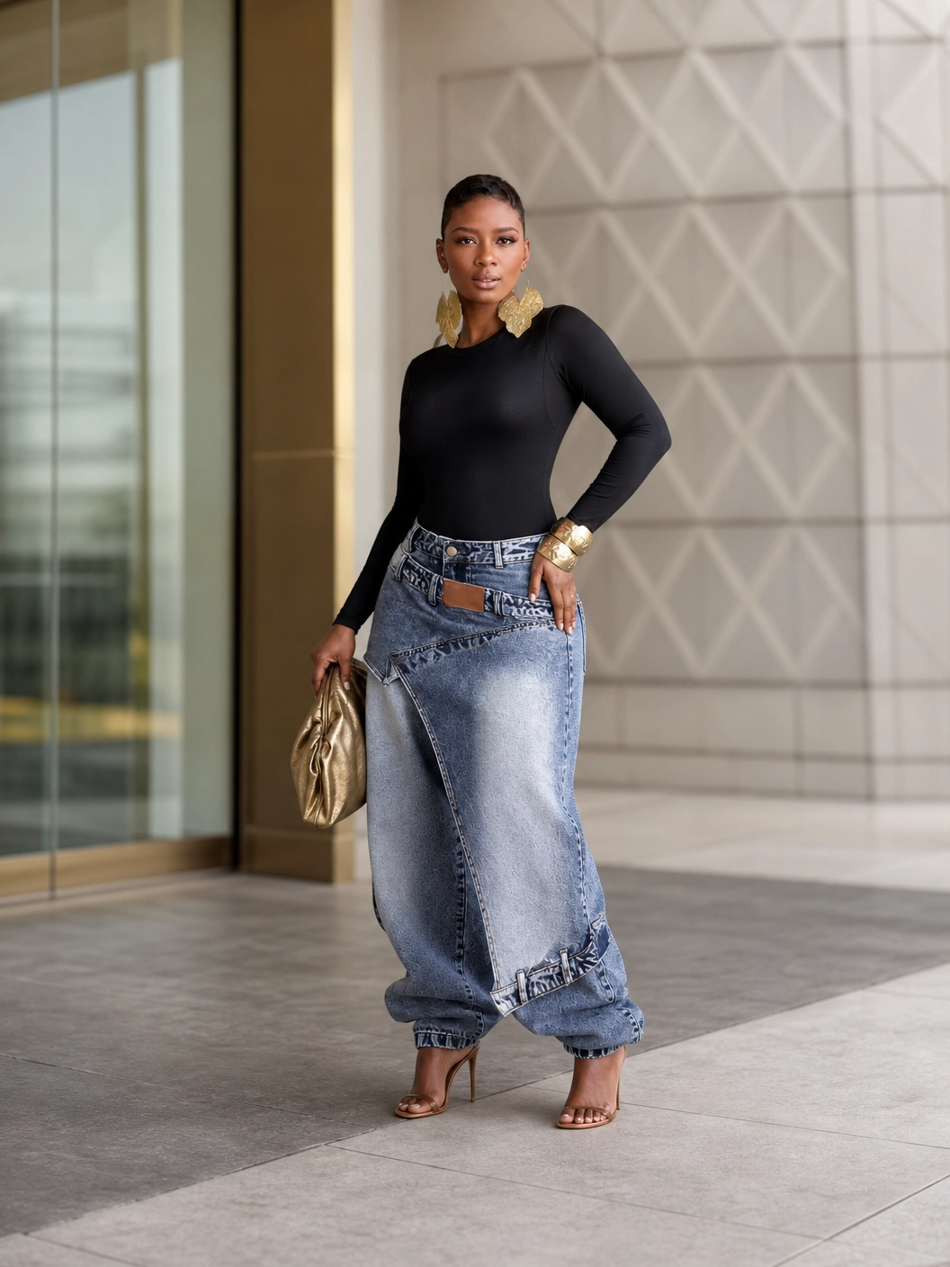 The "Deconstructed Edge" Asymmetrical Layered Denim Jeans