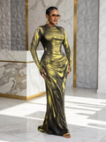 The "Aura" Liquid Metallic Maxi Dress