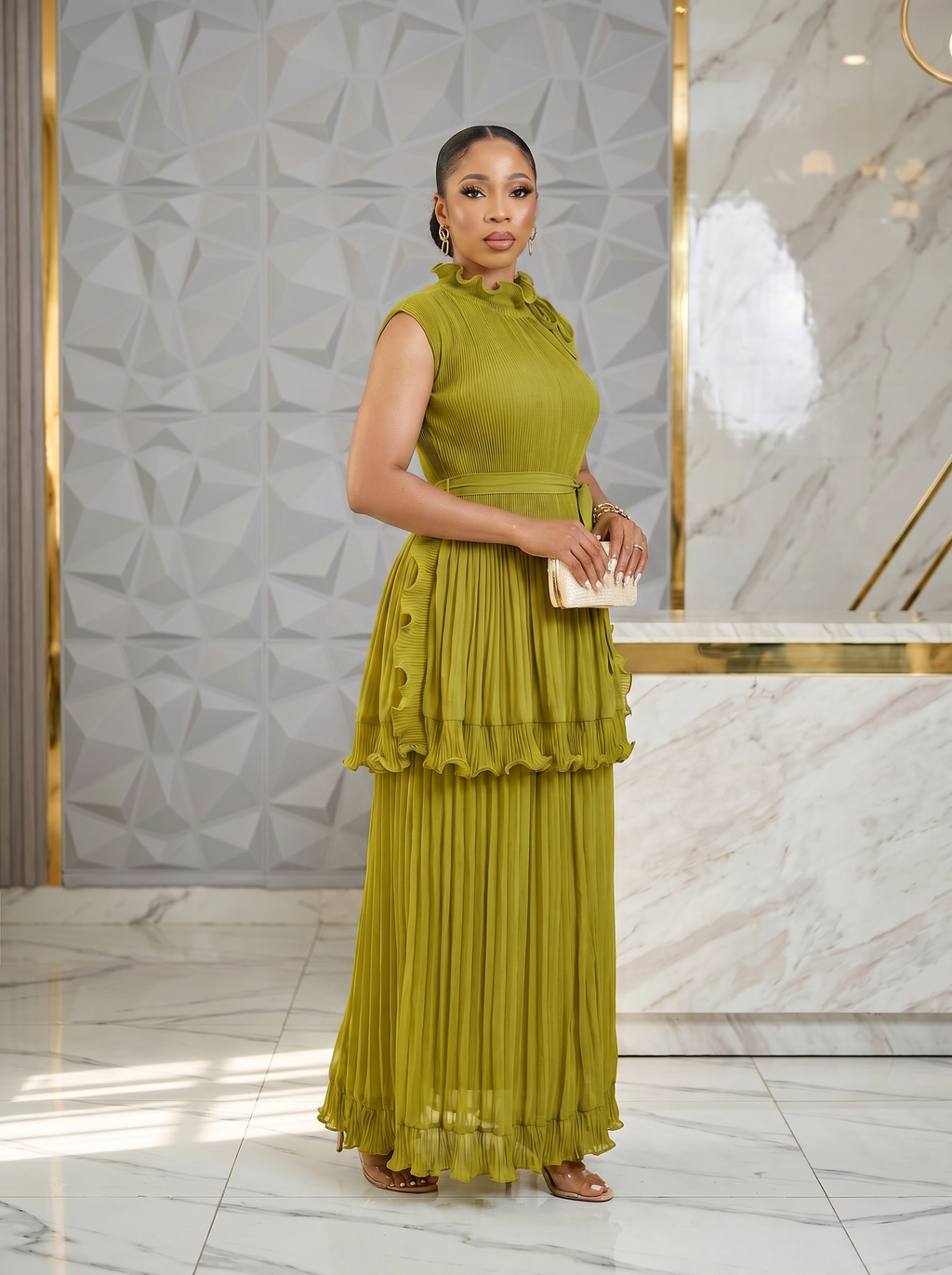 The "Seraphina" Tiered Pleated Maxi Dress