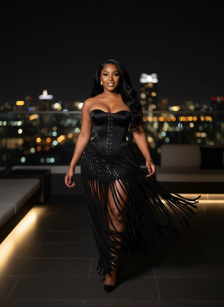 The Onyx Fringe Corset Dress