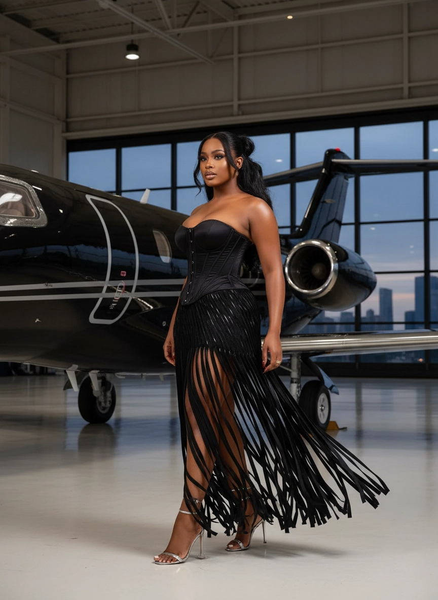 The Onyx Fringe Corset Dress