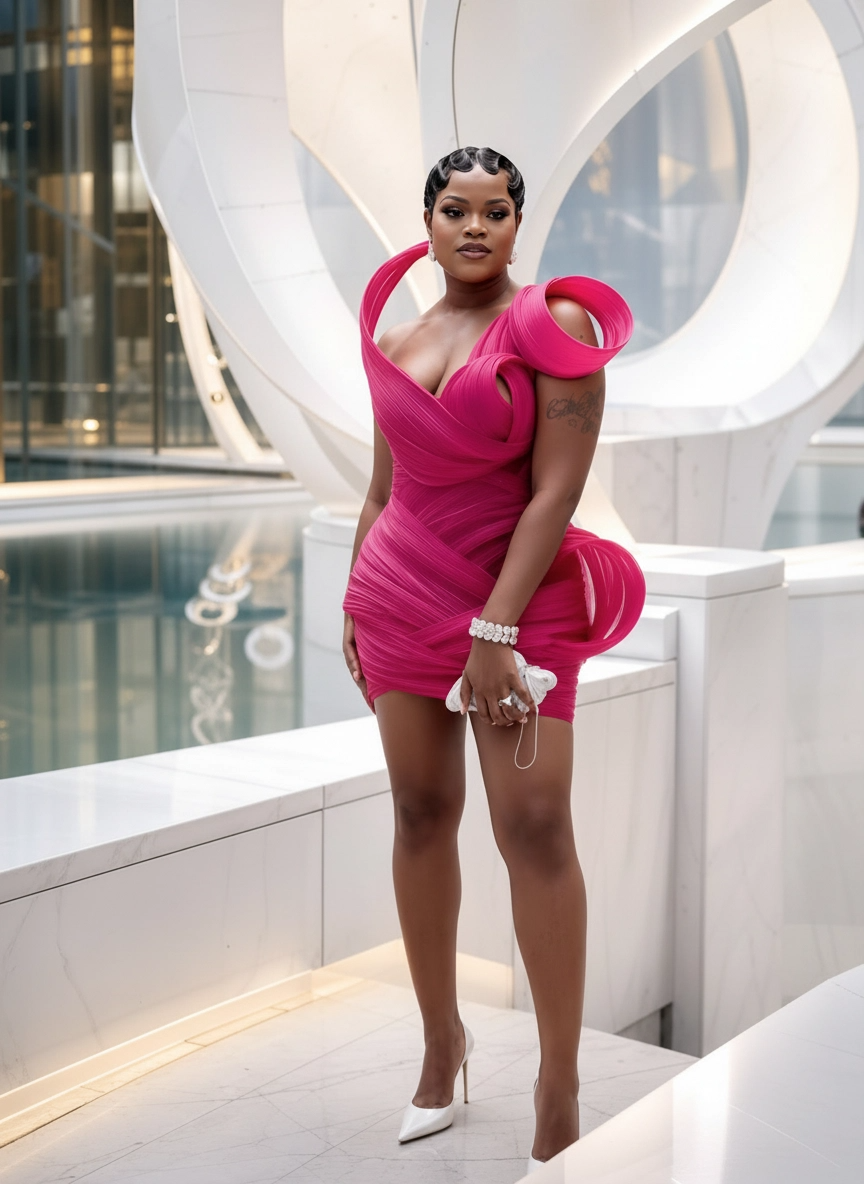 Sculptural Dress “Aurora Fuchsia”