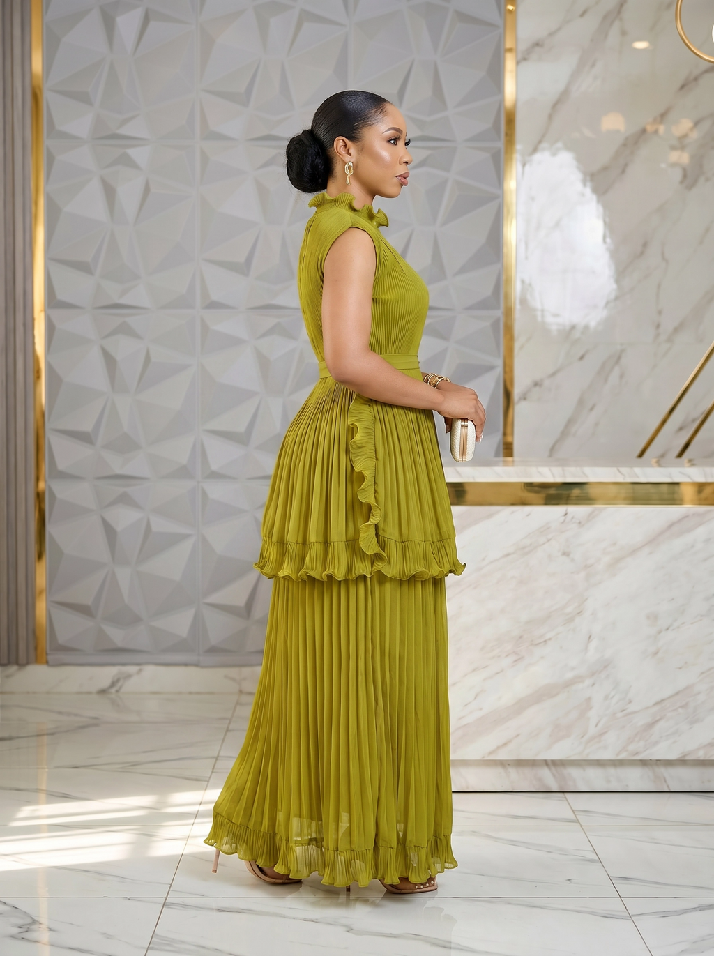The "Seraphina" Tiered Pleated Maxi Dress