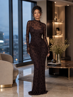 The "Ethereal Horizon" Abstract Ruched Maxi Dress