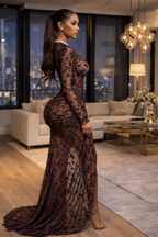 The "Ethereal Horizon" Abstract Ruched Maxi Dress
