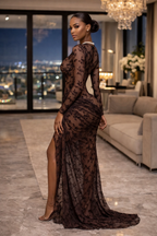 The "Ethereal Horizon" Abstract Ruched Maxi Dress