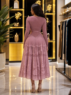 The "Enchanted Garden" Ribbed & Lace Midi Dress