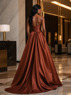 The "Terra" Off-Shoulder Satin Gown
