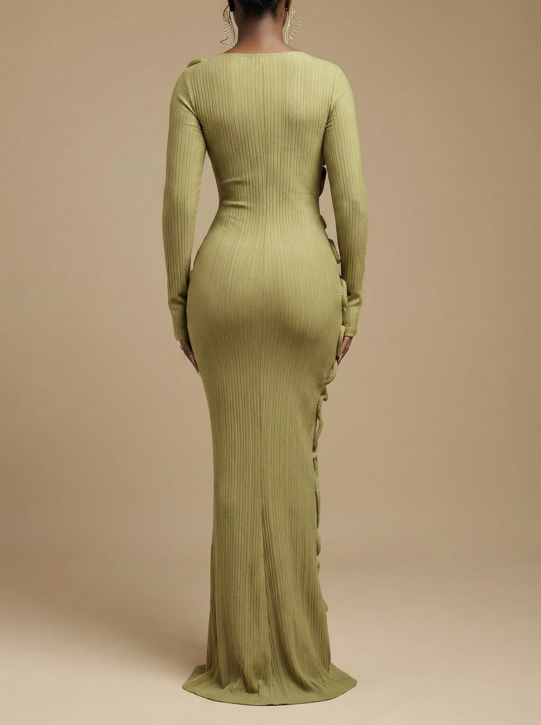 Olive Organica: 3D Corded Rib-Knit Maxi Dress