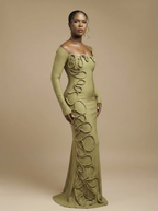 Olive Organica: 3D Corded Rib-Knit Maxi Dress