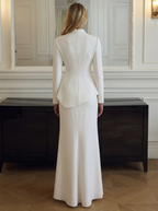 Architectural Ivory: Asymmetric Peplum Mock-Neck Gown