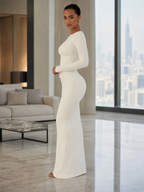 The "Sculpted Serenity" Corset-Waist Maxi Dress