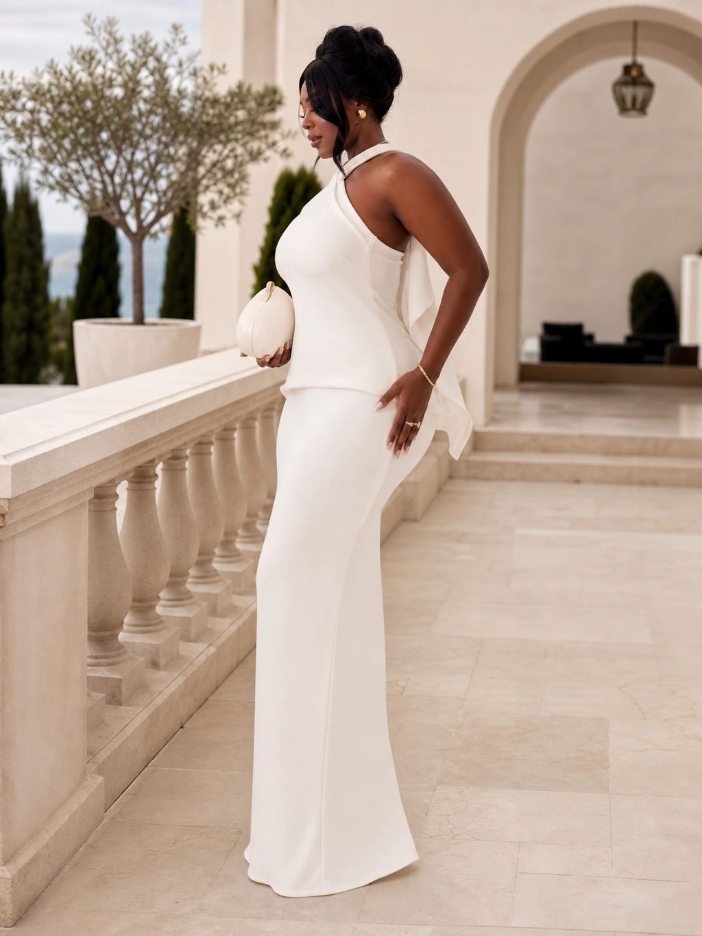 The "Mediterranean Muse" Halter Maxi Dress