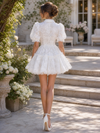 The "Garden Party Dream" Tiered Lace Mini Dress
