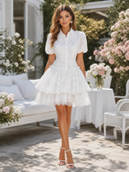 The "Garden Party Dream" Tiered Lace Mini Dress