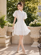 The "Garden Party Dream" Tiered Lace Mini Dress