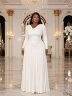 The "Opulent Whisper" Draped Pleated Maxi Dress